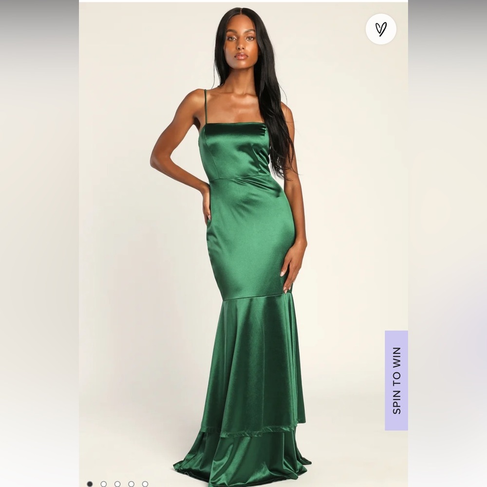 Satin Mermaid Emerald Dress